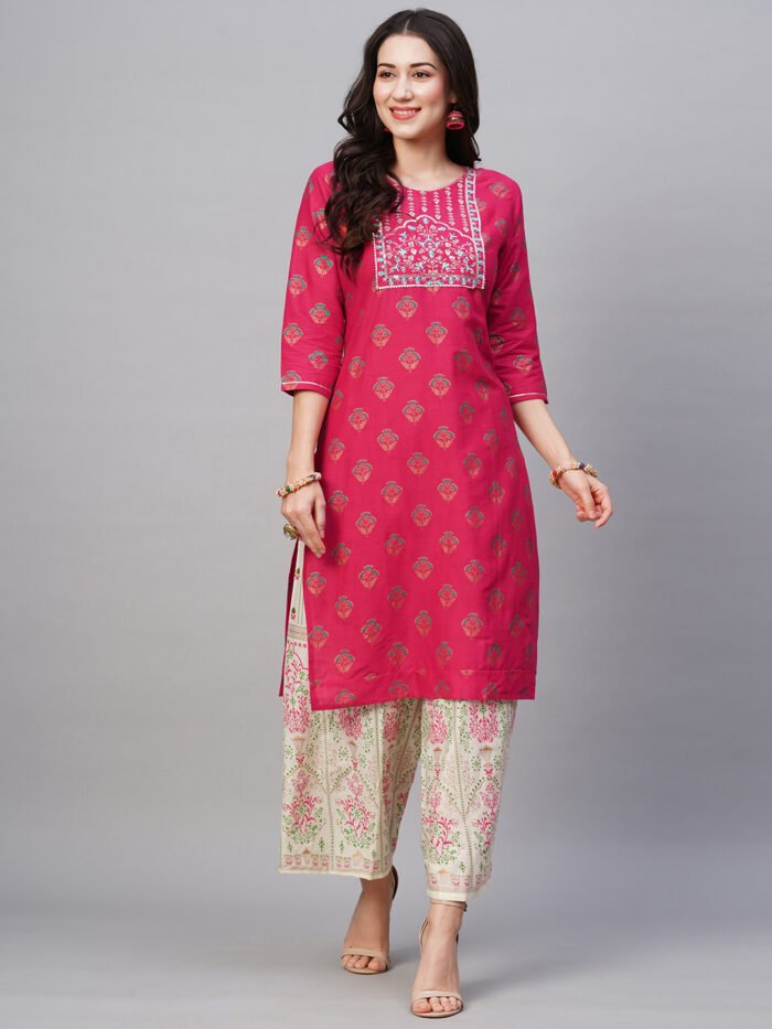 Opive Women’s Cotton Regular Kurta With Pant