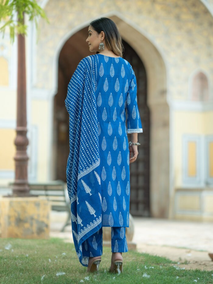 Women Floral Print Straight Kurta Suit Set - Image 5