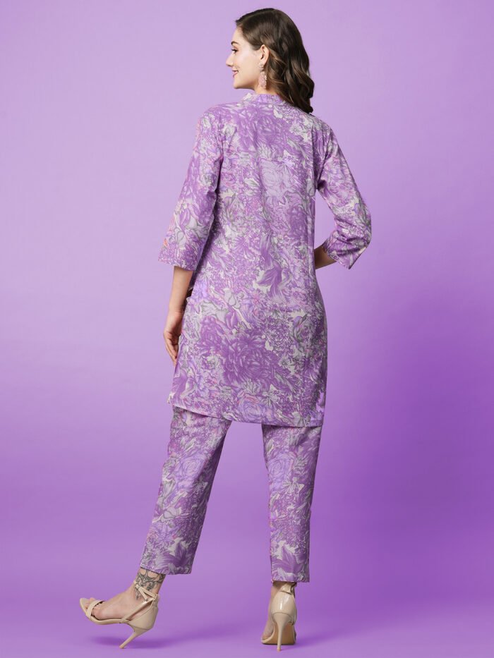 Women’s Cotton Blend Straight Printed Kurta With Trouser - Image 4