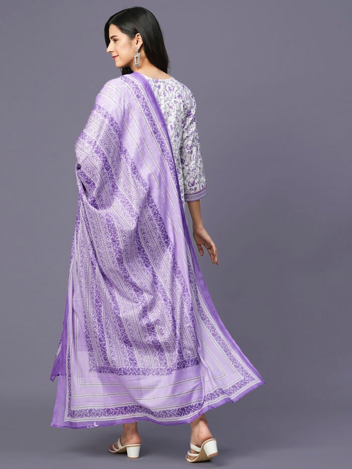 Women’s Pure Cotton Straight Printed Kurta with Pant  & Dupatta - Image 4