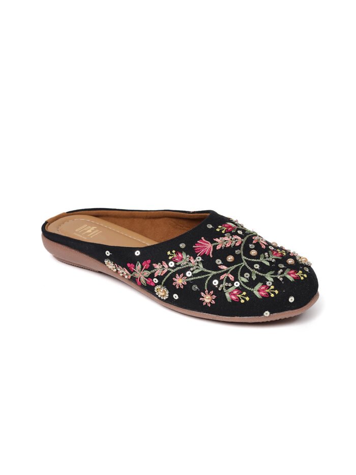 Women Black Ethnic Flats - Image 5