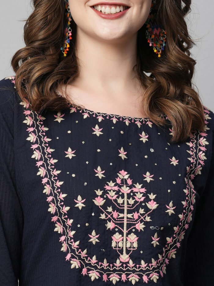 Women Embroidered Regular Sequinned Kurta with Trousers & With Dupatta - Image 7