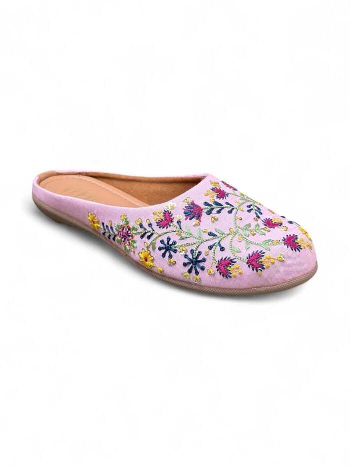 Women Pink Toned Woven Design Ethnic Mojaris - Image 2