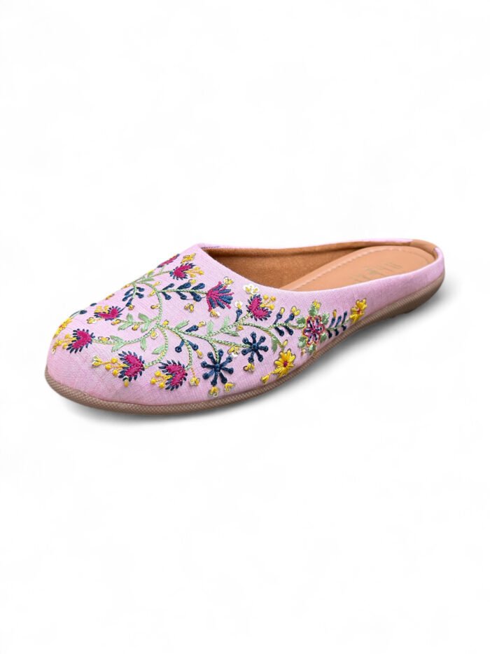 Women Pink Toned Woven Design Ethnic Mojaris - Image 4