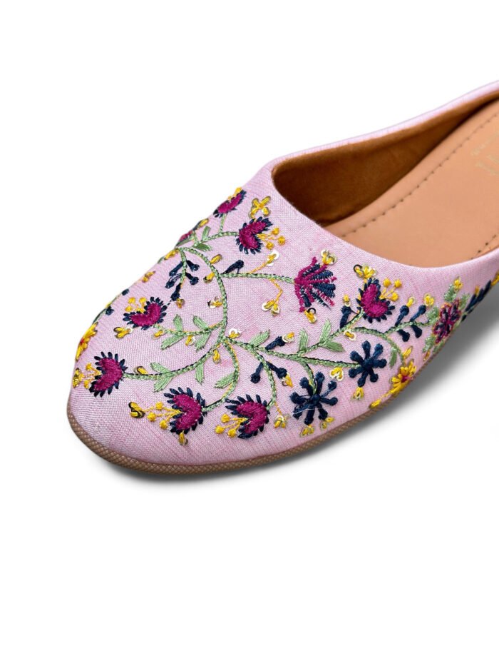 Women Pink Toned Woven Design Ethnic Mojaris - Image 5