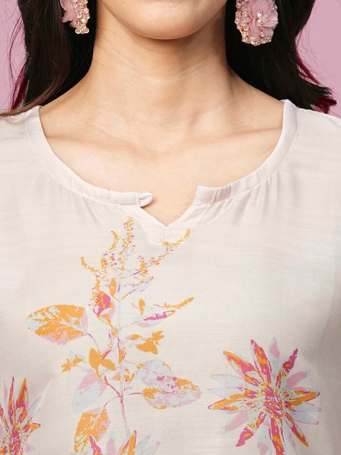 Floral Printed Cotton Kurta with Ethereal Dupatta – Perfect for Every Occasion - Image 6