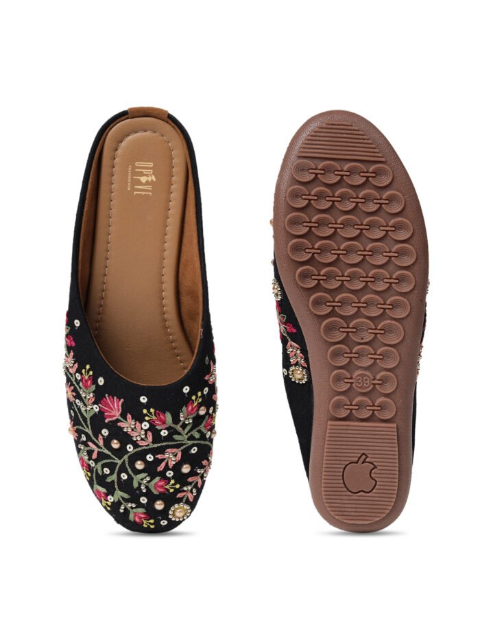 Women Black Ethnic Flats - Image 6