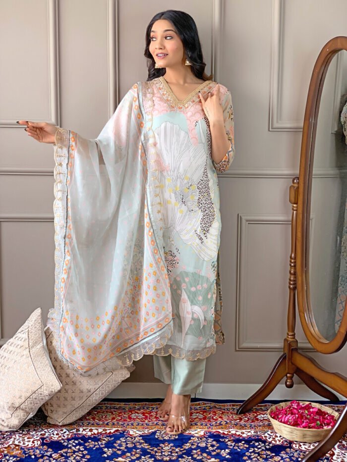 Pista Threadwork Cotton Festive Suit - Image 3