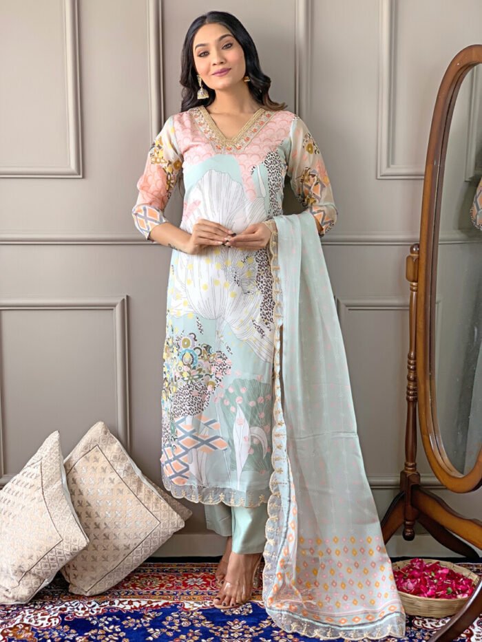 Pista Threadwork Cotton Festive Suit - Image 5