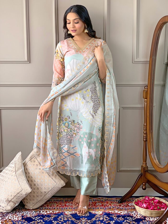 Pista Threadwork Cotton Festive Suit - Image 4