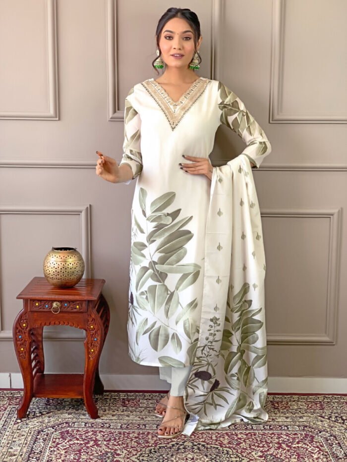 Pista Threadwork Cotton Festive Suit