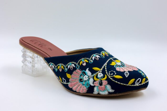 Midnight Bloom Embroidered Block Heels - Image 3