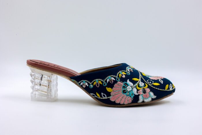 Midnight Bloom Embroidered Block Heels - Image 4
