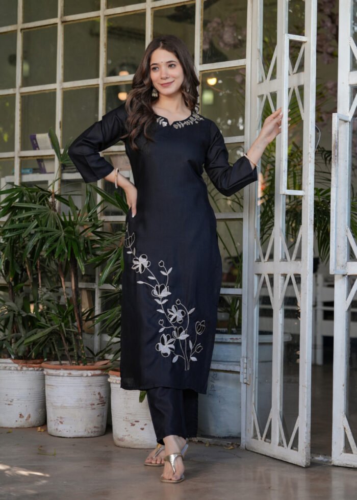 Opive Women's Cotton Straight  Embroidered Kurta with Pant & Dupatta - Image 4