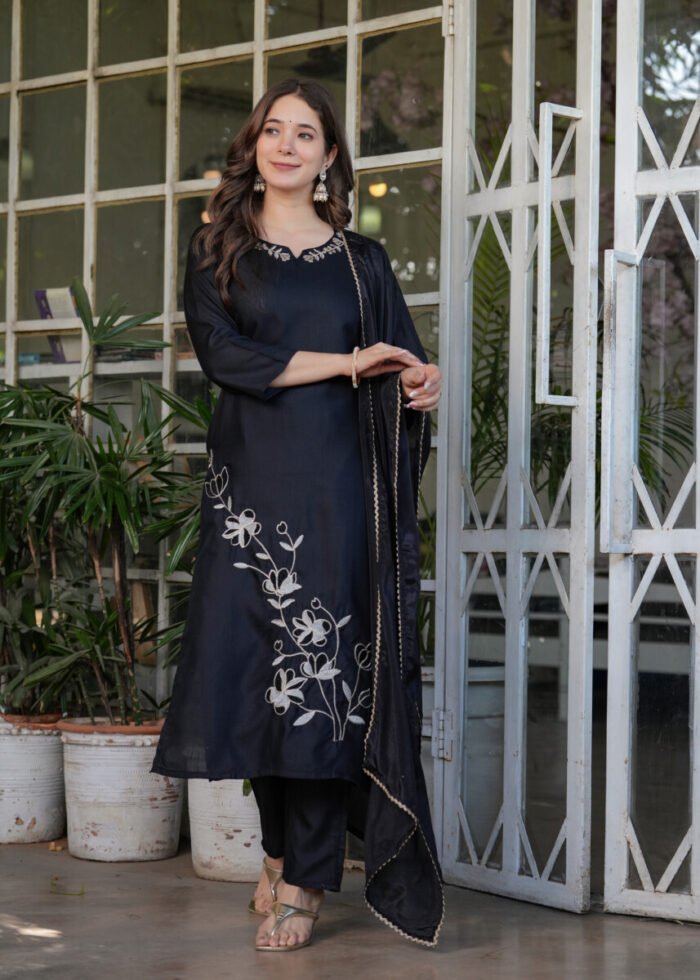 Opive Women's Cotton Straight  Embroidered Kurta with Pant & Dupatta - Image 5