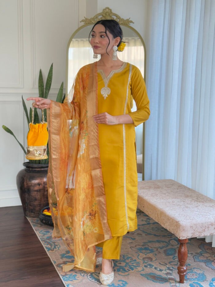 Musted Threadwork Cotton Festive Suit