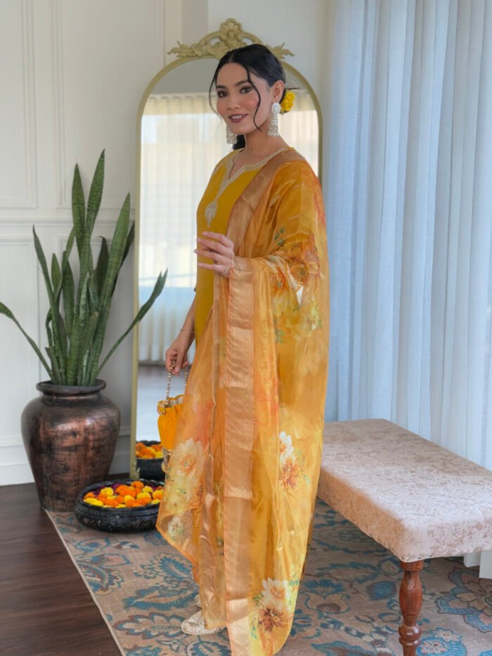 Musted Threadwork Cotton Festive Suit - Image 3