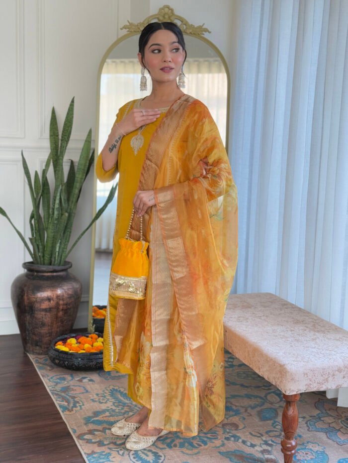 Musted Threadwork Cotton Festive Suit - Image 2