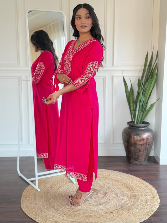 Pink Floral Cotton Suit - Image 6
